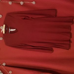 A line bugandy polyester dress.